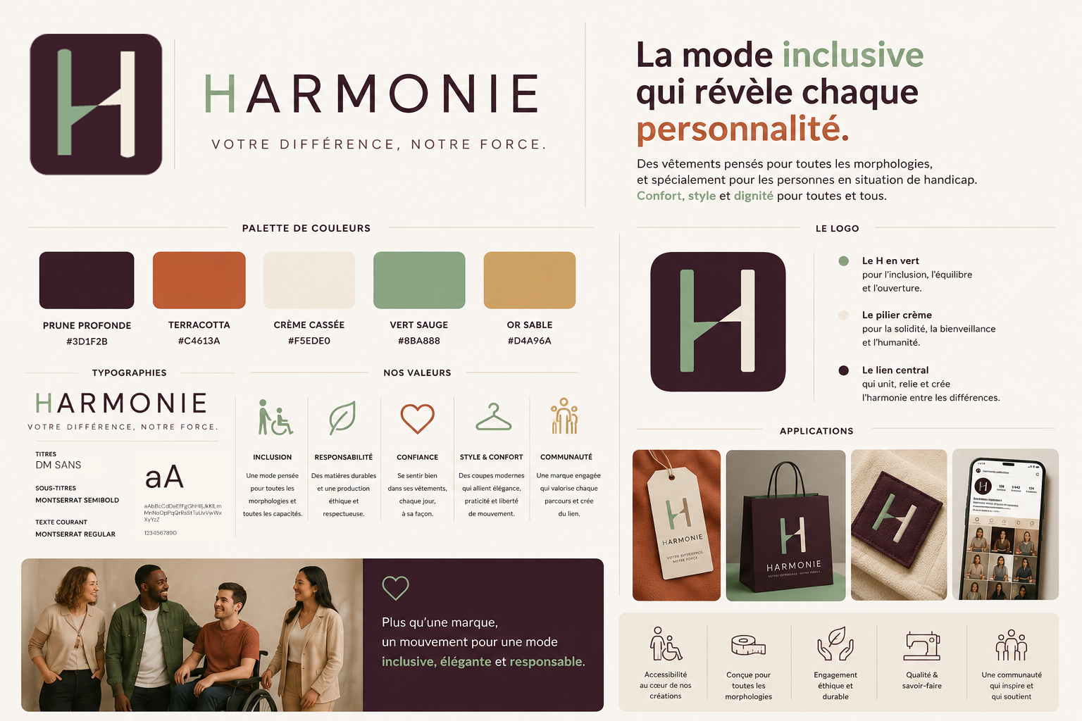 Charte graphique Harmonie : logo, palette et typographies